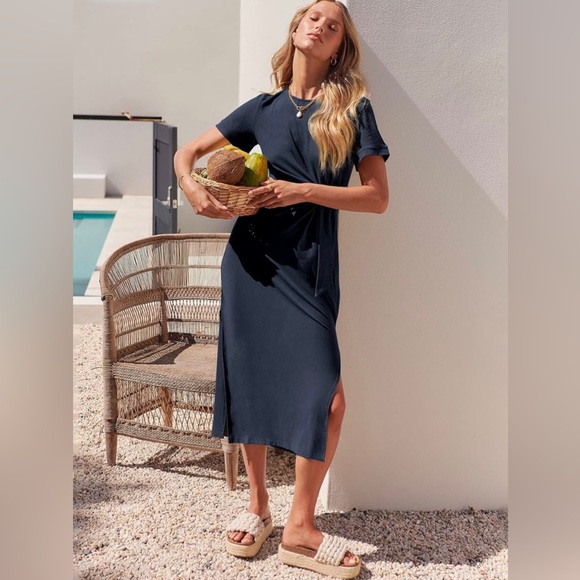 NWT ANRABESS Dress with Front Tie in Navy, Size XL - Picture 4 of 11